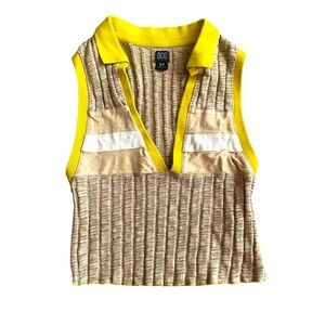 UO BDG Yellow Tan Ribbed Polo Tank Top